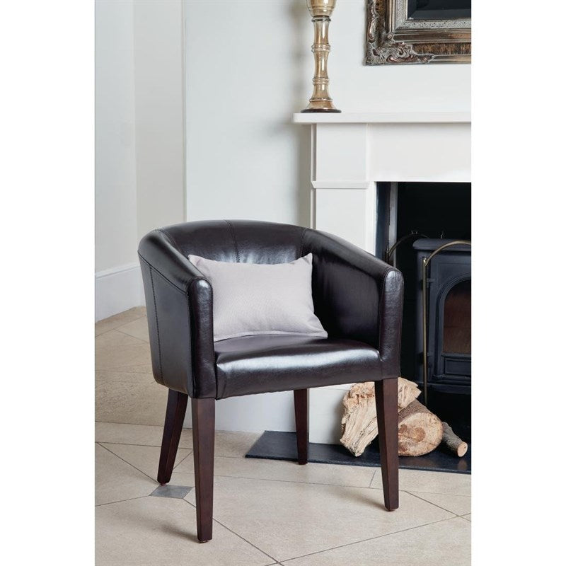 Fauteuil en simili cuir Bolero marron foncé - EQUIPEMENT RESTAURATION