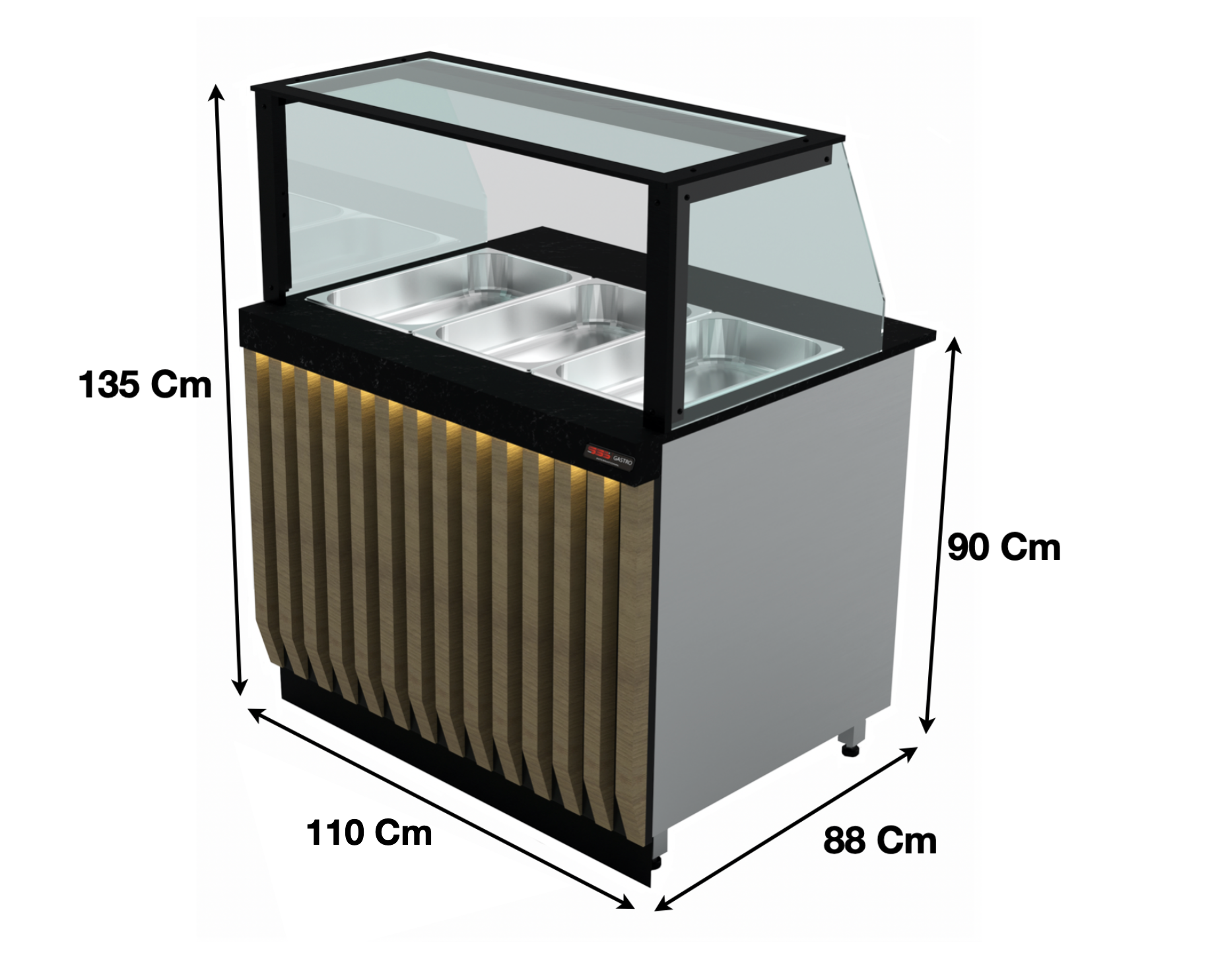 Bain-Marie 110Cm / 3 x GN1/1 – Série LUXUS SGS-BEH-109 | Marque: SGS - EQUIPEMENT RESTAURATION