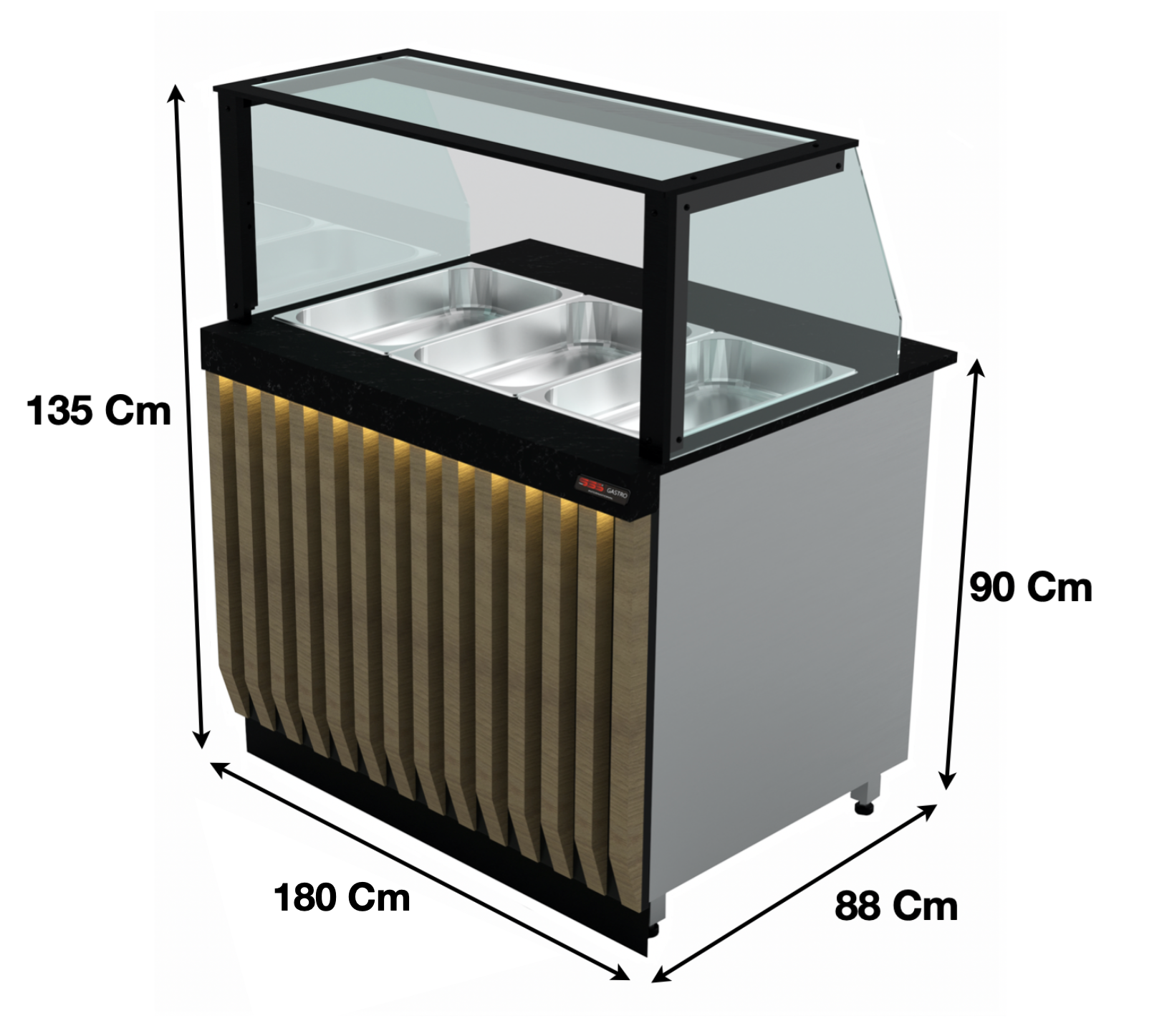 Bain-Marie 180Cm / 5 x GN1/1 – Série LUXUS SGS-BEH-180 | Marque: SGS - EQUIPEMENT RESTAURATION