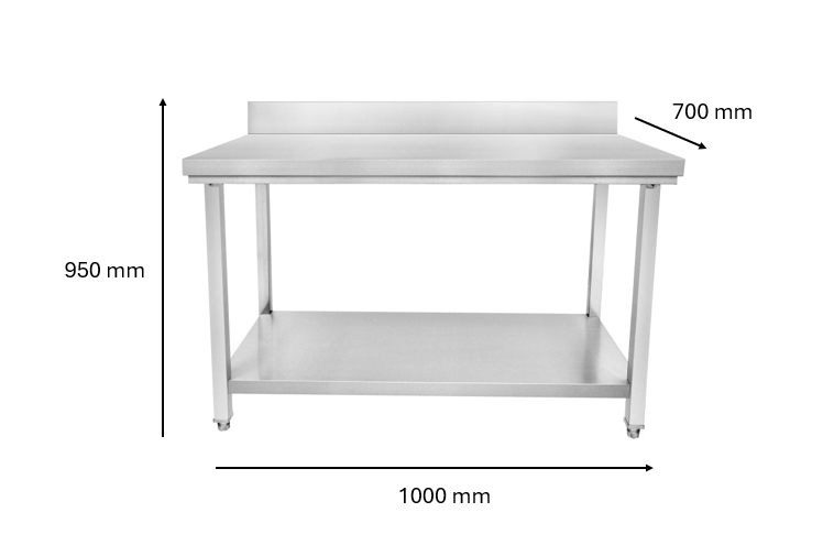 Table inox adossé 1000 x 700 x 950 mm | CUIST STTB107 - EQUIPEMENT RESTAURATION