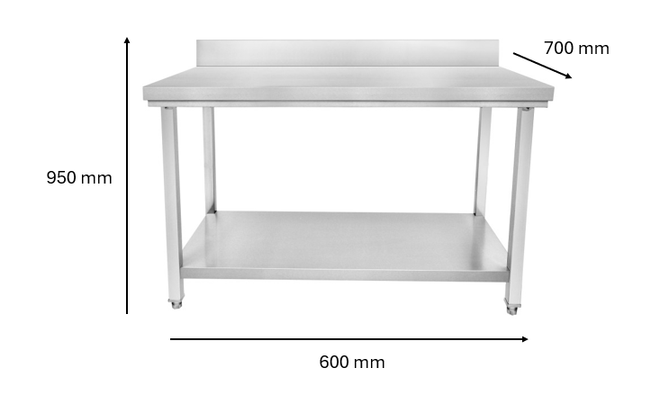Table inox adossé 600 x 700 x 950 mm | CUIST STTB067 - EQUIPEMENT RESTAURATION
