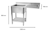 Plonge inox lave vaisselle 1200 x 700 x 950 mm | CUIST STSD127R - EQUIPEMENT RESTAURATION