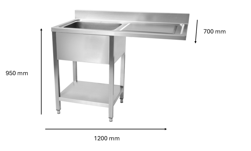 Plonge inox lave vaisselle 1200 x 700 x 950 mm | CUIST STSD127R - EQUIPEMENT RESTAURATION