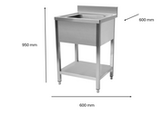Plonge en inox 600 x 600 x 950 mm | CUIST STSK066 - EQUIPEMENT RESTAURATION