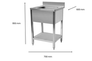 Plonge en inox 700 x 600 x 950 mm | CUIST STSK076 - EQUIPEMENT RESTAURATION