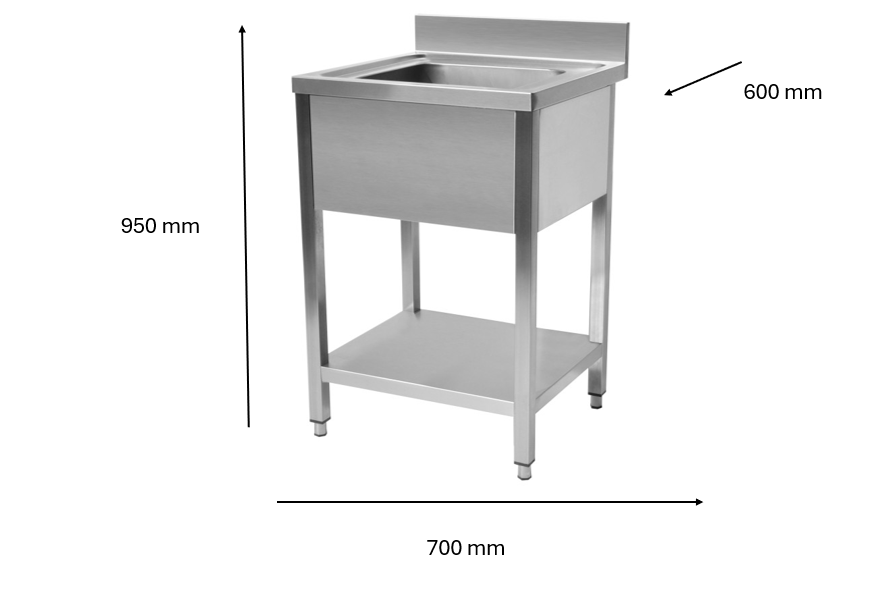 Plonge en inox 700 x 600 x 950 mm | CUIST STSK076 - EQUIPEMENT RESTAURATION