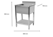Plonge en inox 600 x 700 x 950 mm | CUIST STSK067 - EQUIPEMENT RESTAURATION