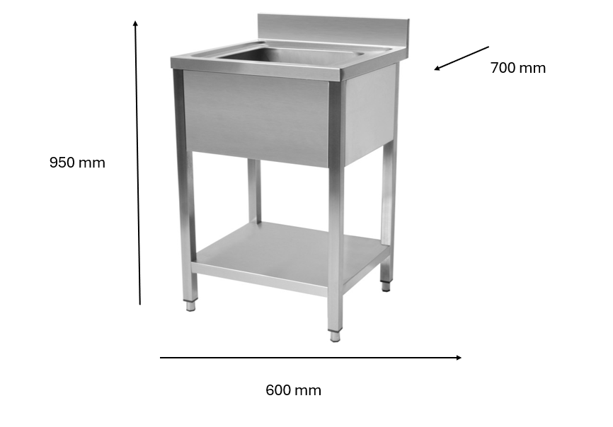 Plonge en inox 600 x 700 x 950 mm | CUIST STSK067 - EQUIPEMENT RESTAURATION