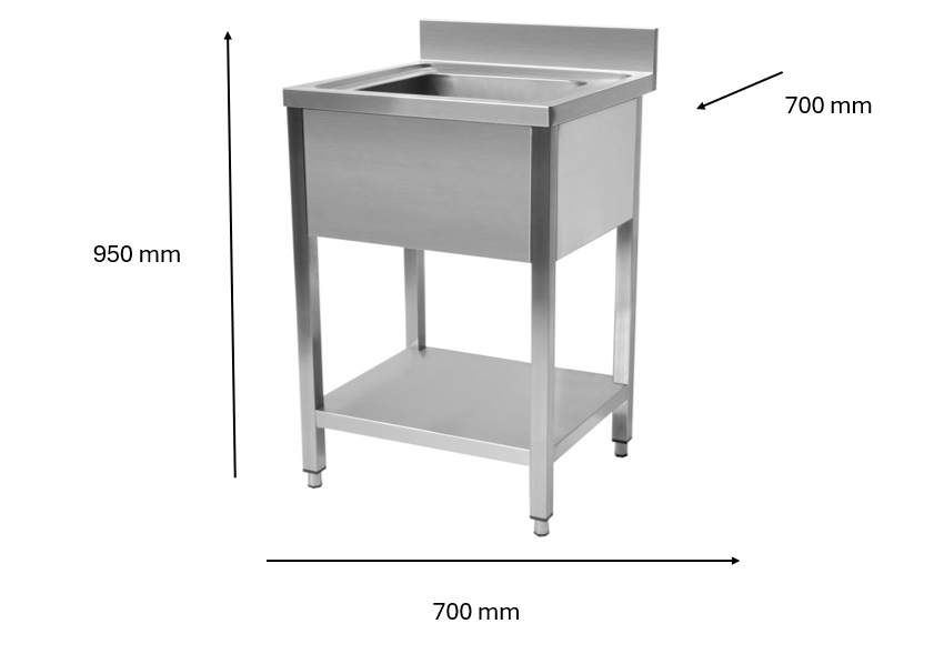 Plonge en inox 700 x 700 x 950 mm | CUIST STSK077 - EQUIPEMENT RESTAURATION