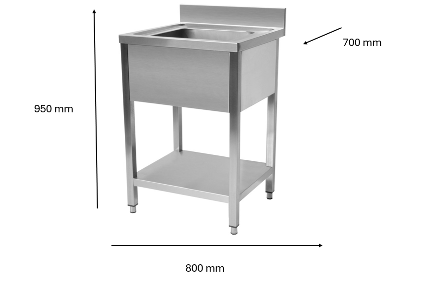 Plonge en inox 800 x 700 x 950 mm | CUIST STSK087 - EQUIPEMENT RESTAURATION