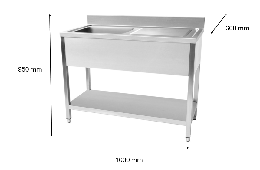 Plonge en inox 1000 x 600 x 950 mm | CUIST STSK106R - EQUIPEMENT RESTAURATION