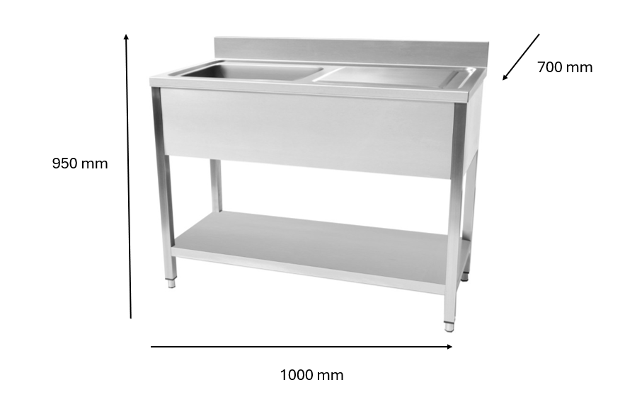 Plonge en inox 1000 x 700 x 950 mm | CUIST STSK107R - EQUIPEMENT RESTAURATION