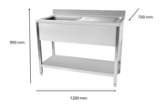 Plonge en inox 1200 x 700 x 950 mm | CUIST STSK127R - EQUIPEMENT RESTAURATION