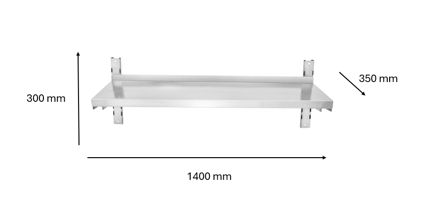 Etagère murale inox 1400 x 300 x 350 mm | CUIST STSW143 - EQUIPEMENT RESTAURATION