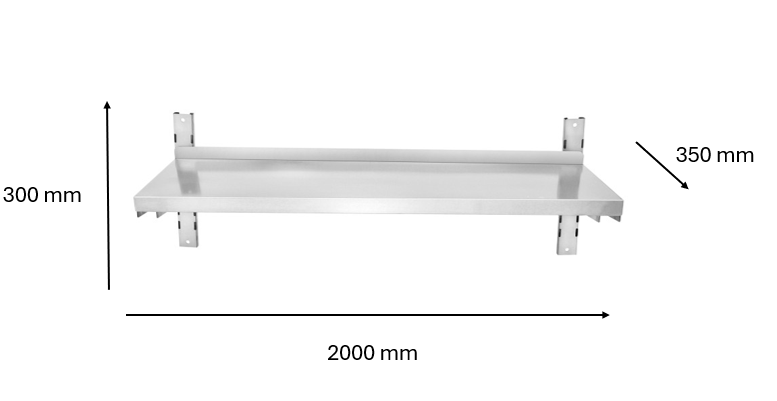 Etagère murale inox 2000 x 300 x 350 mm | CUIST STSW203 - EQUIPEMENT RESTAURATION