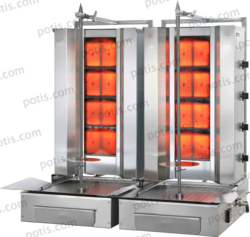 Machine à kebab 4+4 Zones HP Gaz | Marque: Potis F Z GD4/S - EQUIPEMENT RESTAURATION