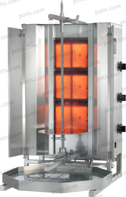 Machine à kebab 3 Zones HP Gaz | Marque: Potis MU GD3/S - EQUIPEMENT RESTAURATION