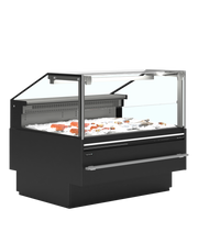 SOCA-F12590B Vitrine Réfrigérée Professionnelle Pour Poisson Frais Sur Glace Avec Tablier Acier Inox 50 Mm