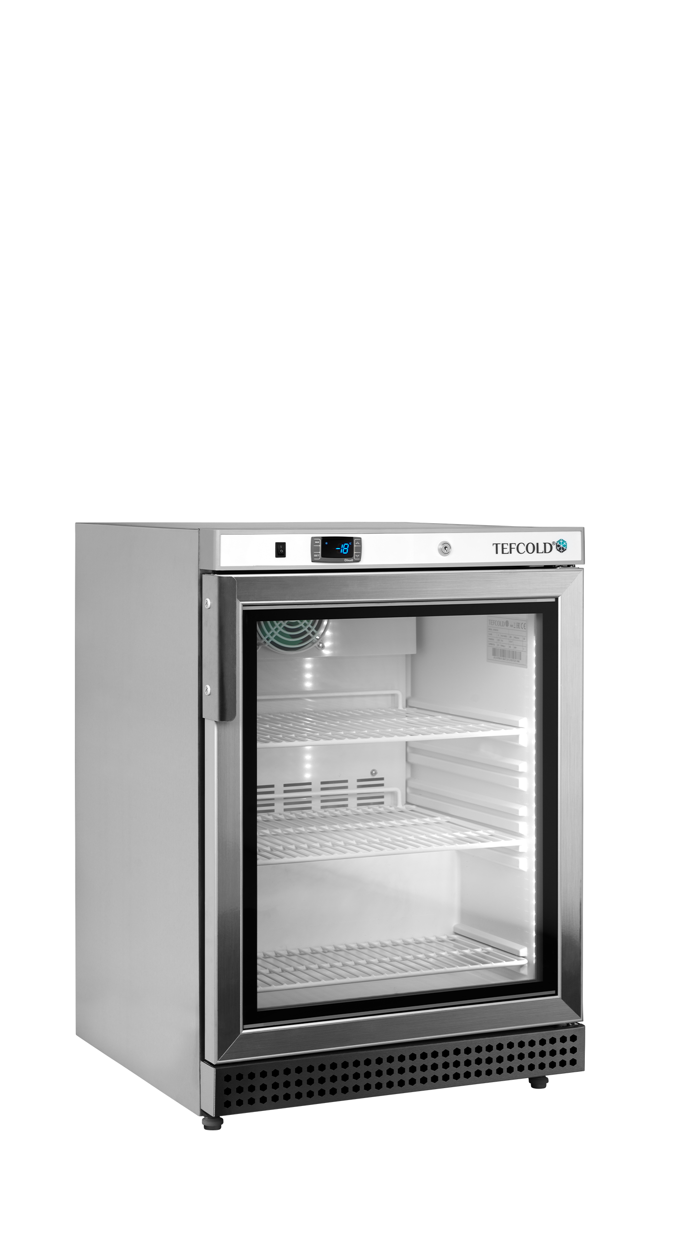 UF200VSG Congélateur Vertical de Vitrine Inox Négatif à Froid Ventilé 2 Portes Pour Restauration Professionnelle