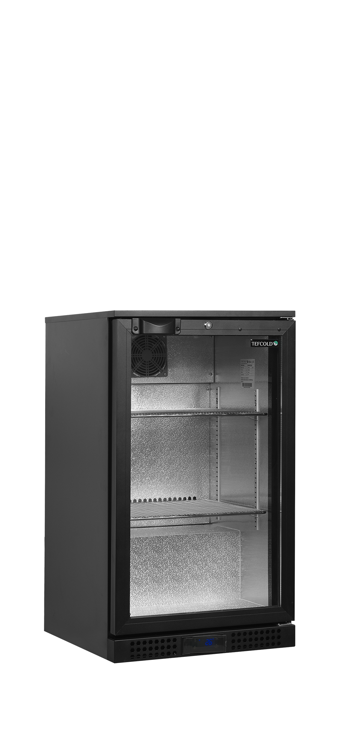 BA6H Arrière Bar Professionnel Aluminium Portes Double Vitrage Et Tablettes Chromées Capacité Elevée