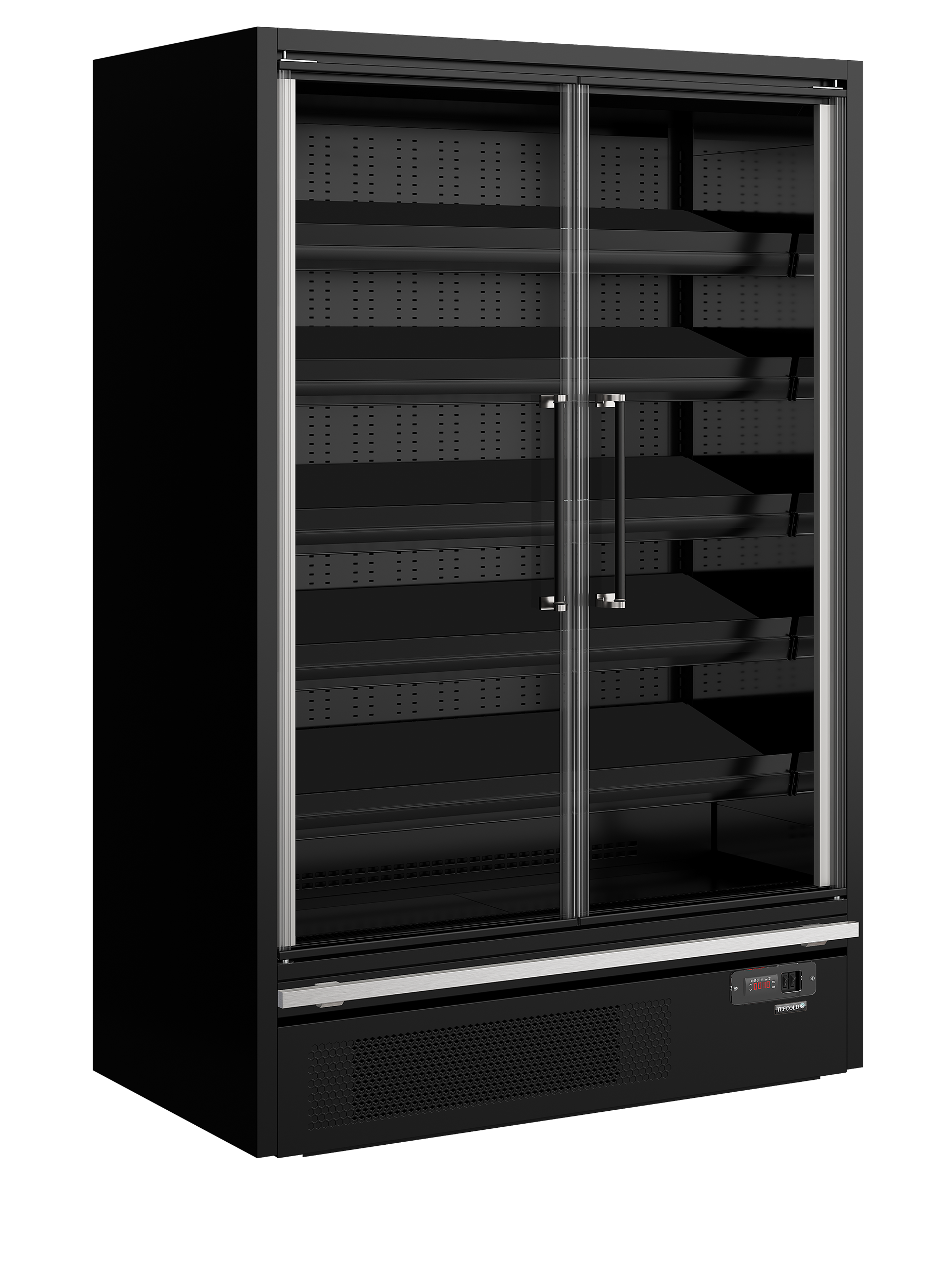 Armoire Frigorifique Positive 2 Portes Galaxy Plus GP14FGD Noir Vitrine Réfrigérée Professionnelle Pour Supermarché