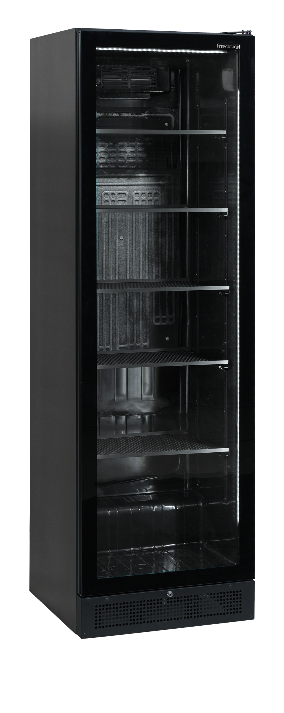 SCU1425 Frameless Vitrine Réfrigérée Noire Avec Porte Vitrée Réversible Pour Boissons Professionnelles