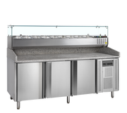 Table À Pizza PT1300 GVC38-200 Avec Module Garniture En Acier Inoxydable SS304 Plan Granite Froid Pour Préparation