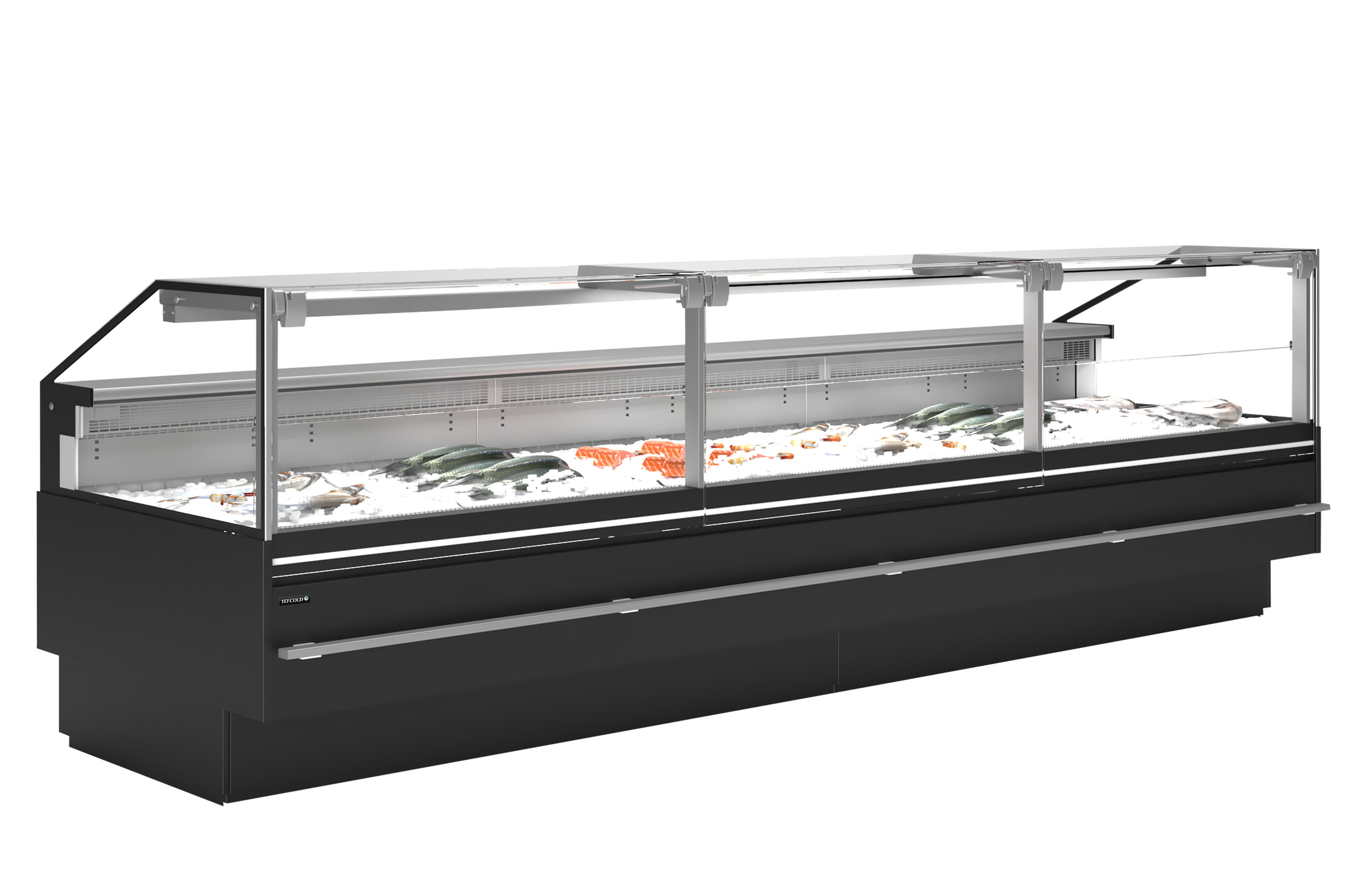 Vitrine Réfrigérée De Service SOCA F37590B Pour Poisson Sur Glace Avec Tablier Inox 50 Mm