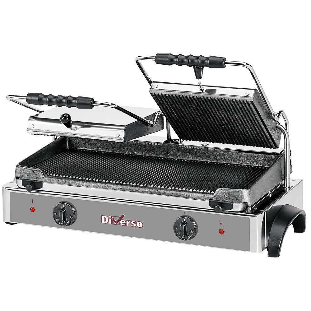 Grill panini électrique double, plaques rainurées - WR-GR82-62 - EQUIPEMENT RESTAURATION