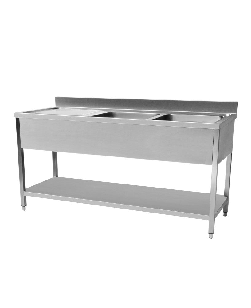Plonge en inox 1800 x 600 x 950 mm | CUIST STSK186L - EQUIPEMENT RESTAURATION