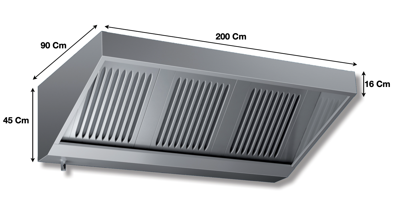 Hotte statique L. 2000 – Profondeur 900 Série VECTEUR | VS920 | KAER - EQUIPEMENT RESTAURATION