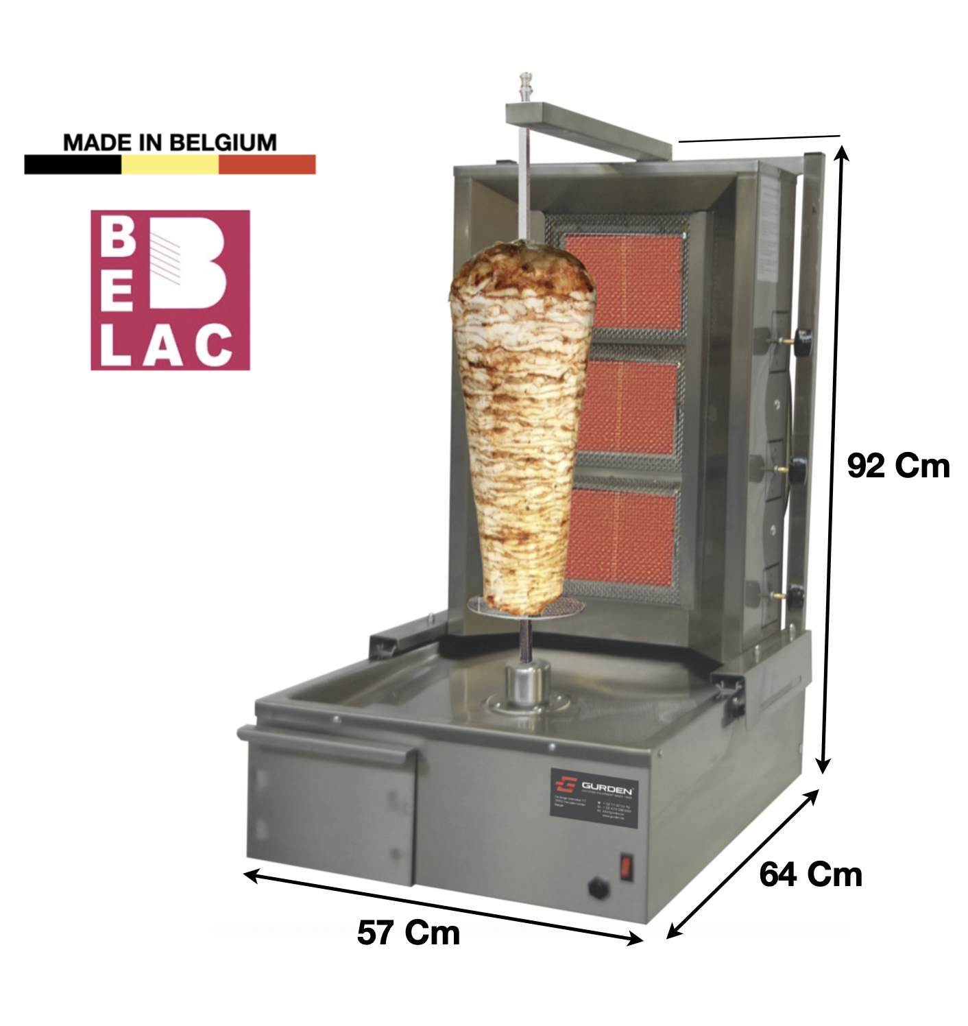 Machine à kebab 3 zones Gaz GURDEN (KGH03GU) - EQUIPEMENT RESTAURATION