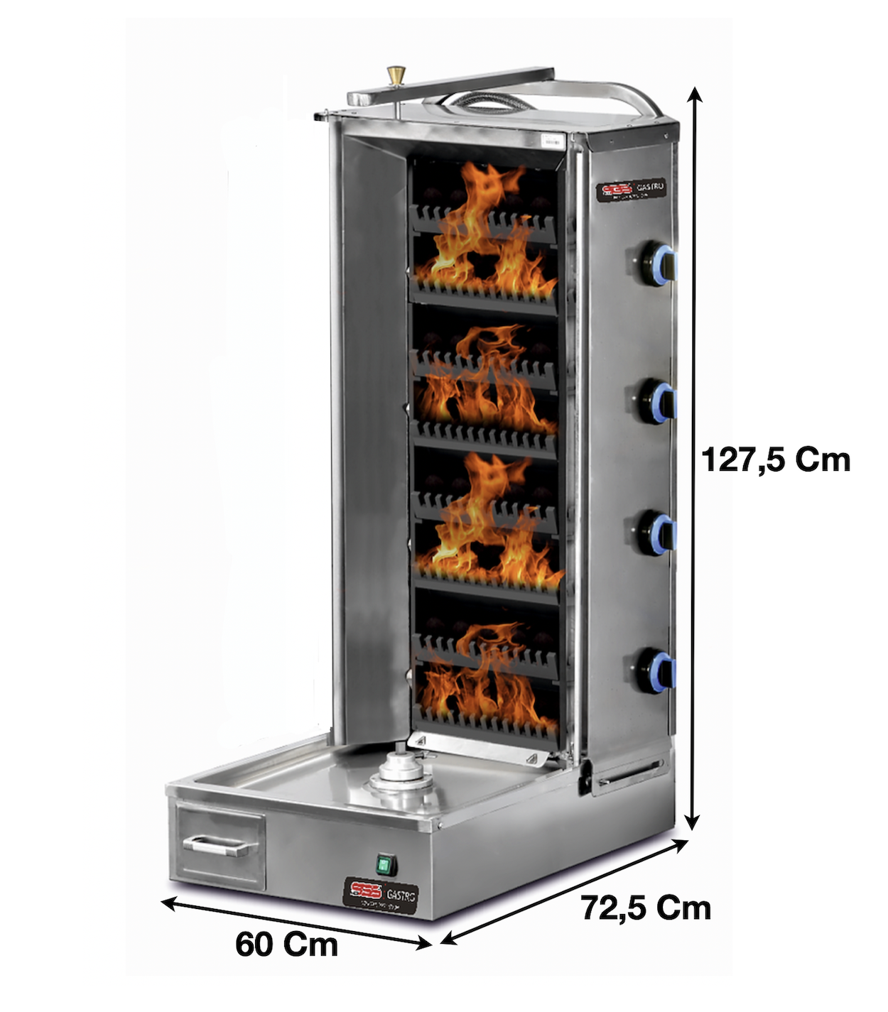 Machine à kebab 4 zones Gaz - Marque: SGS GASTRO | GS-LDM-04 - EQUIPEMENT RESTAURATION