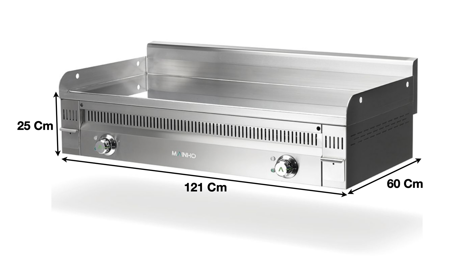 Plaque 2 zones chromée électrique « X Large » – Marque: MAINHO | M04-PC120ET - EQUIPEMENT RESTAURATION