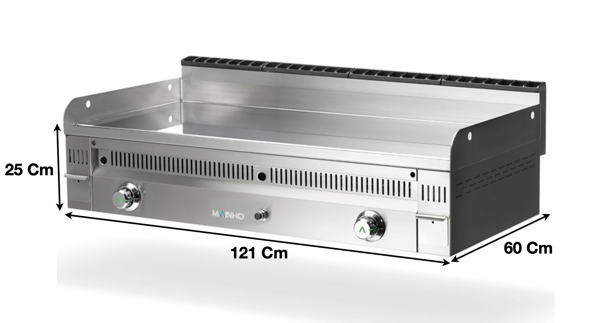 Plaque 2 zones chromée gaz « X LARGE » – Marque: MAINHO | M04-PC120N - EQUIPEMENT RESTAURATION