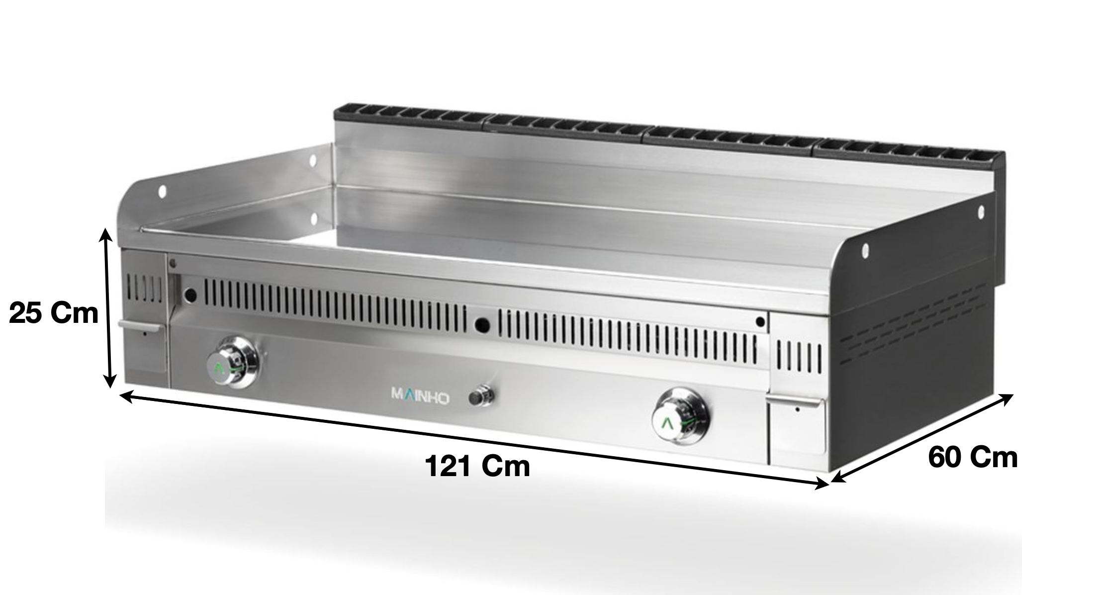 Plaque 2 zones chromée gaz « X LARGE » – Marque: MAINHO | M04-PC120N - EQUIPEMENT RESTAURATION