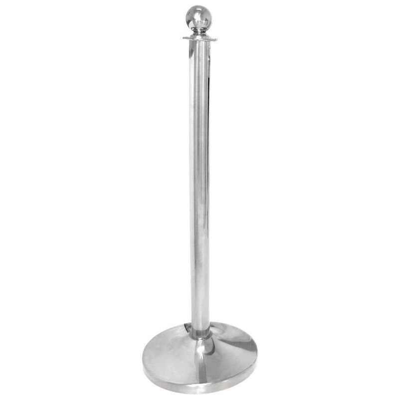 Poteau d accueil en acier inoxydable Bolero chromé à tête ronde - EQUIPEMENT RESTAURATION