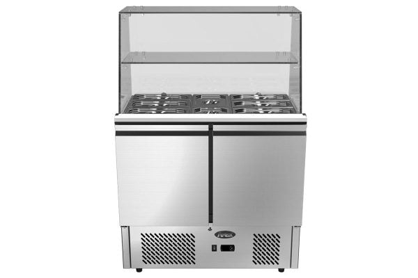 Saladette GN1/1 - Pare haleine droit - 2 portes - Inox - ESL3811GR-D - EQUIPEMENT RESTAURATION