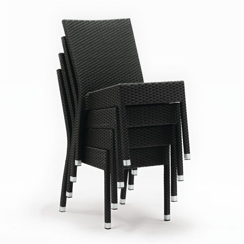 Chaises en rotin PE Bolero anthracite (Lot de 4) - EQUIPEMENT RESTAURATION 