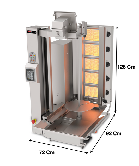 Machine à kebab 5 Zones GAZ – AUTOMATIQUE | Marque: SGS GASTRO | SGS-ADR-C-5G