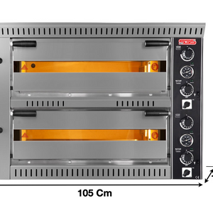 Four à pizza 4+4 pizzas 2 niveaux – Argile réfractaire | Marque: SGS PO 7070 D/T - EQUIPEMENT RESTAURATION 