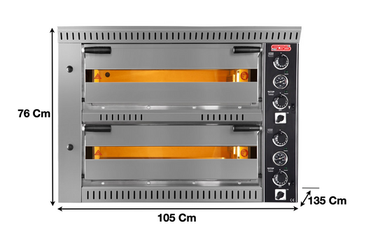 Four à pizza 6+6 pizzas 2 niveaux – Version Entièrement Réfractaire | Marque: SGS PO70105DET - EQUIPEMENT RESTAURATION 