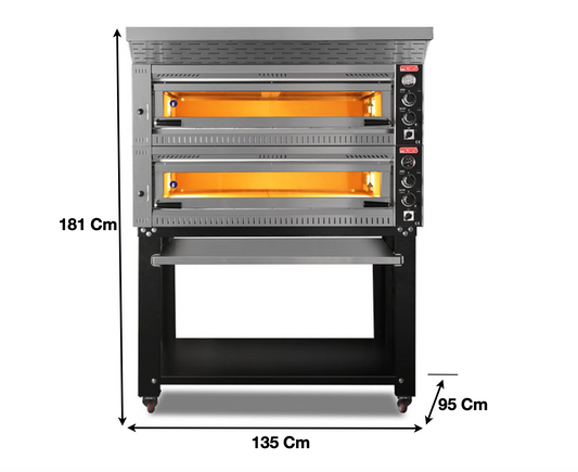 Four à pizza 6+6 pizzas 2 niveaux – Version Entièrement Réfractaire | Marque: SGS PO70105DETSUP - EQUIPEMENT RESTAURATION 