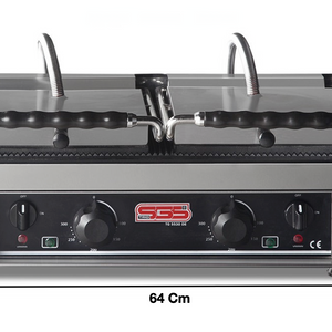 Machine à panini XL double bras – Rainurée/Lisse - Marque: SGS GASTRO | TG-6040-FR/G