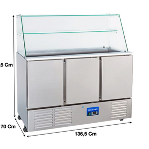 Saladette réfrigérée – 3 portes pleines GN1/1 – 4 x GN1/1 | CUIST S903VG - EQUIPEMENT RESTAURATION 