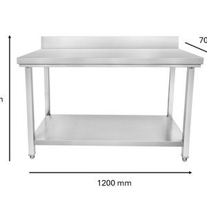 Table inox adossé 1200 x 700 x 950 mm | CUIST STTB127 - EQUIPEMENT RESTAURATION 