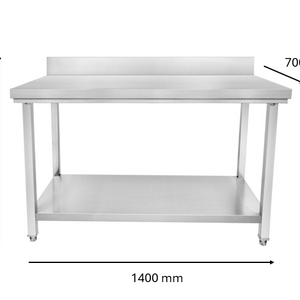 Table inox adossé 1400 x 700x 950 mm | CUIST STTB147 - EQUIPEMENT RESTAURATION 
