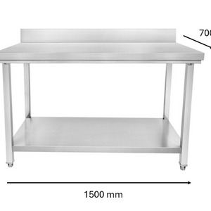 Table inox adossé 1500 x 700 x 950 mm | CUIST STTB157 - EQUIPEMENT RESTAURATION 