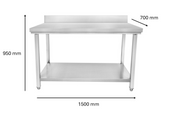 Table inox adossé 1500 x 700 x 950 mm | CUIST STTB157 - EQUIPEMENT RESTAURATION 