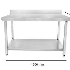Table inox adossé 1600 x 700 x 950 mm | CUIST STTB167 - EQUIPEMENT RESTAURATION 